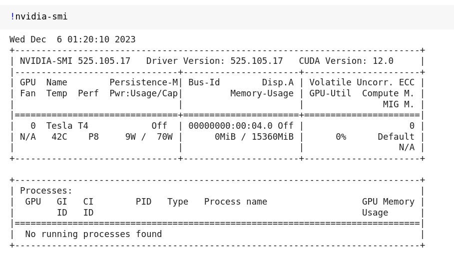 Screenshot of nvidia-smi