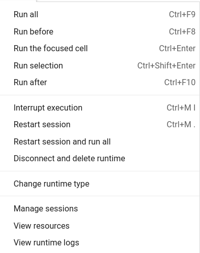 Screenshot of create runtime and runtime type