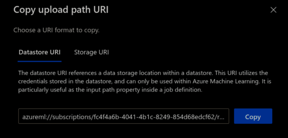 Screenshot of access datastore uri screen