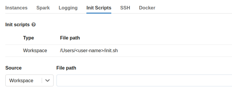 Screenshot of init script path
